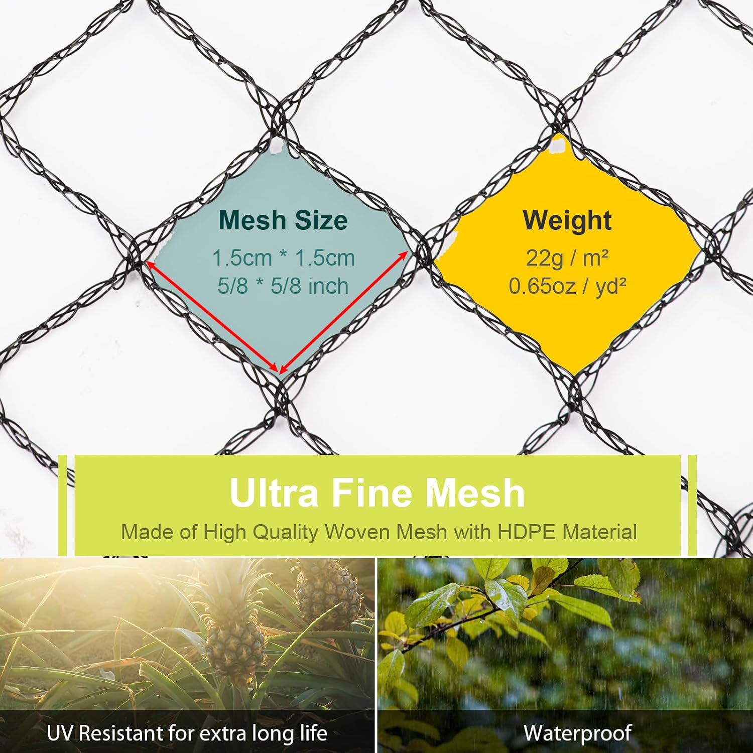 Bird Netting for Garden Protection, Anti Bird Mesh Garden Netting 13 x 40FT | RIFNY Heavy Duty Netting with Staples for