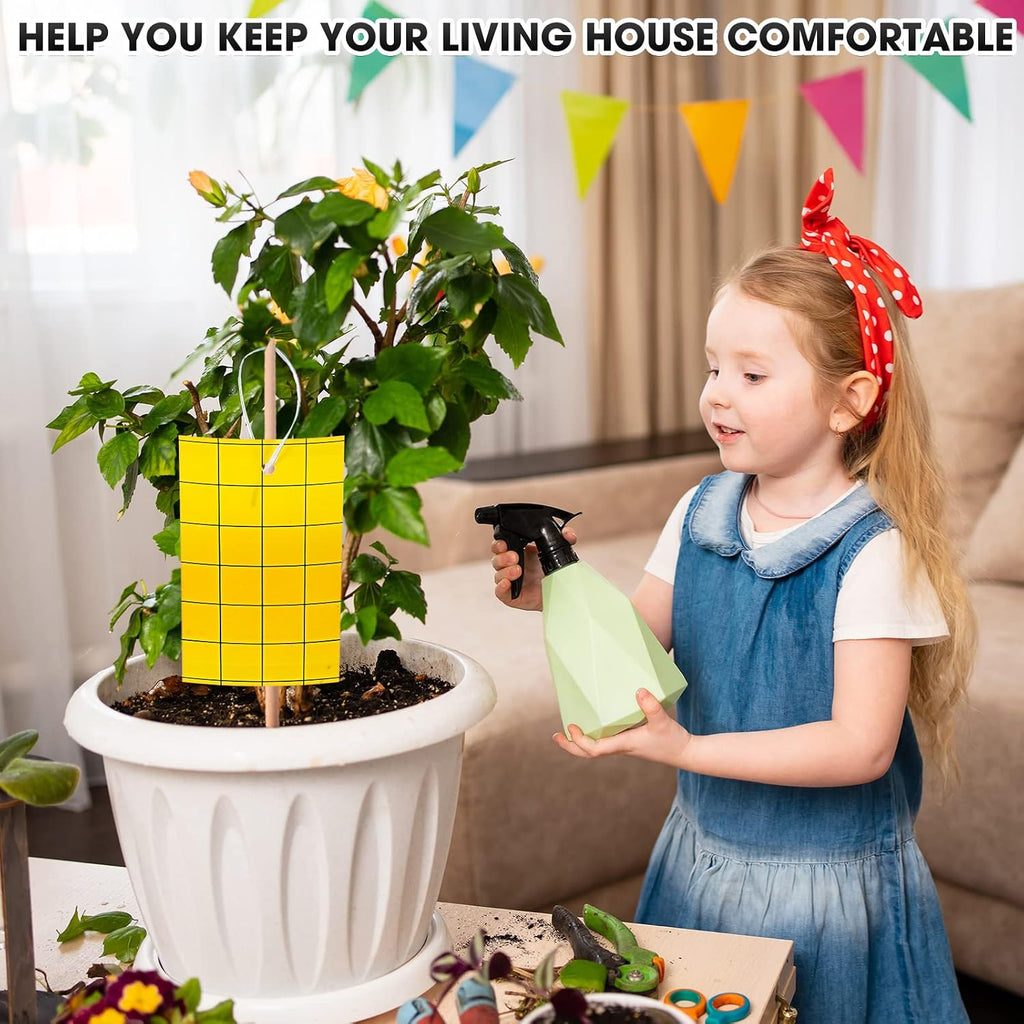 Qualirey 200 Sticky Trap for Gnats 3 x 5'' Dual Side Sticky Fruit Fly Trap with Tie Plant for Flying Insect Fungus Bugs