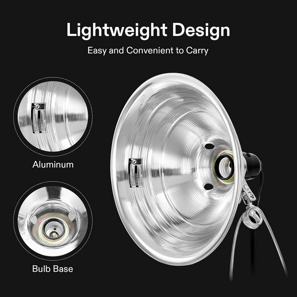 VIVOSUN 2 Pack Clamp Lamp Light with Detachable 8.5 Inch Aluminum Reflector | Up to 150 Watt, E26 Socket (No Bulb
