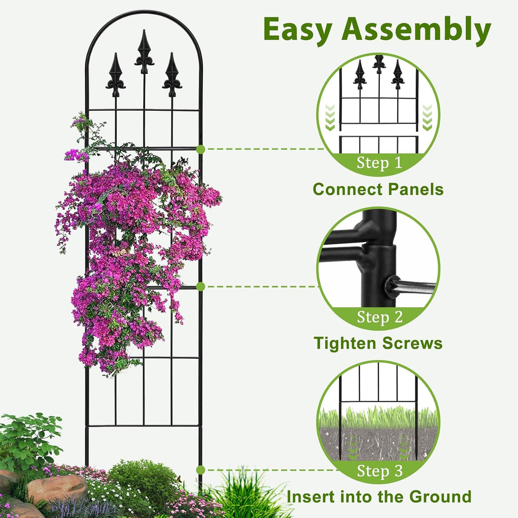 2 Pack 57.8" H x13 W Garden Trellis for Climbing Plants Outdoor, Rustproof Arched Metal Rose Trellis for Outdoor Indoor
