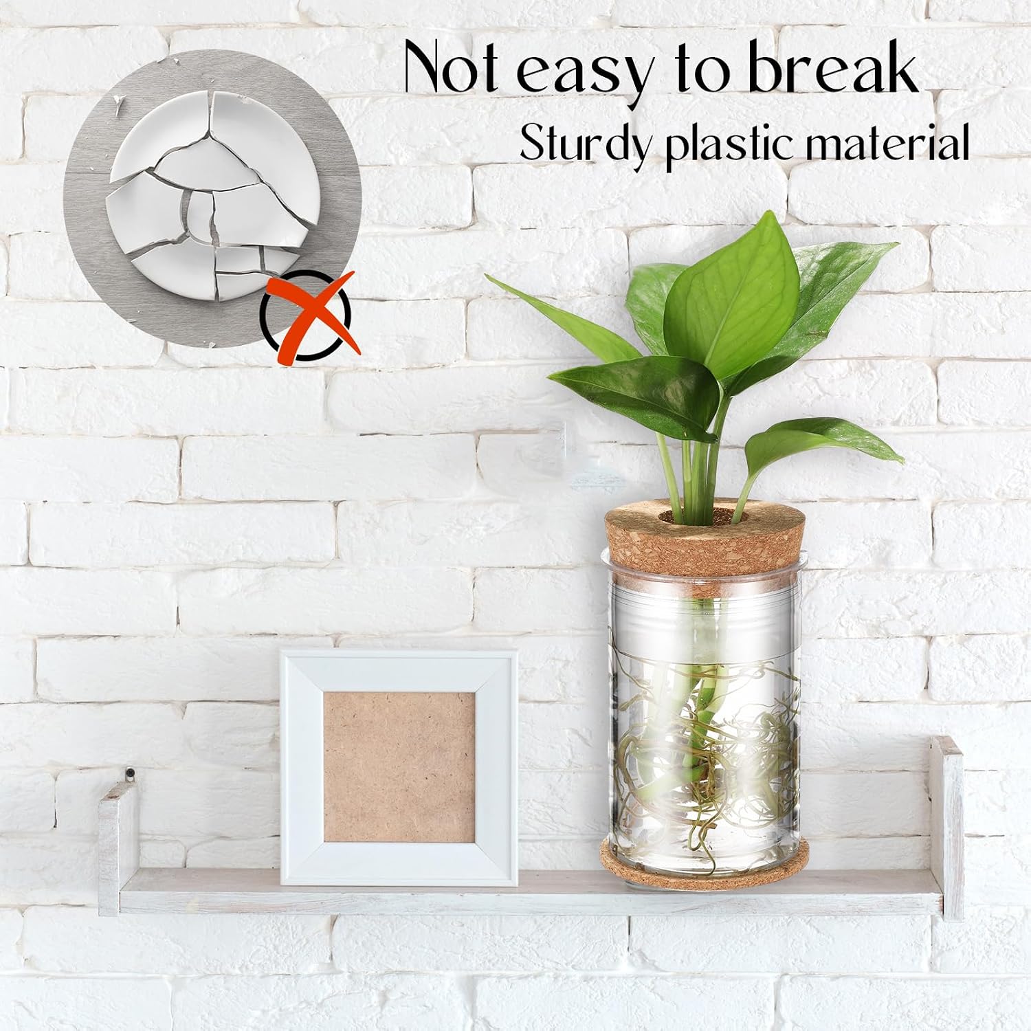 24 Packs Plastic Desktop Plant Terrariums Propagation Planter Tabletop Planting Vase with Lid and Cork Plant Coasters