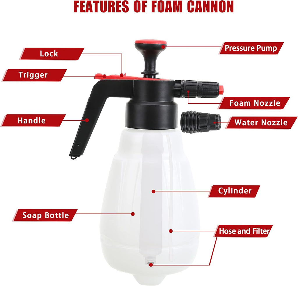 Foam Sprayer, Foaming Pump Blaster Hand Pressure Snow Foam Cannon Blaster | Hand Pressurized Soap Sprayer Pump, Manual