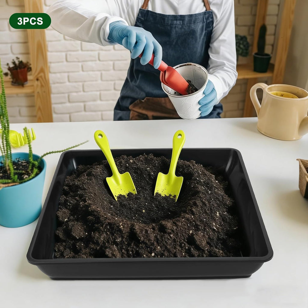 3 Pack 14 Inch Square Plant Saucer, Heavy Duty Plastic Plant Drip Trays for Pots, Durable Flower Pot Saucers for Indoor