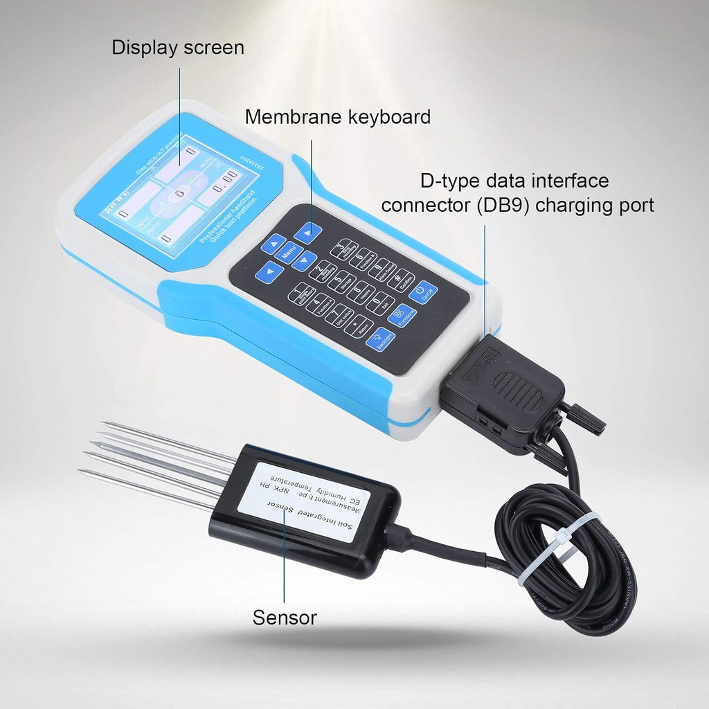 Soil Tester, 7-in-1 2.8in LCD Display High Sensitivity Handheld Soil PH Meter Kit Soil Temperature Humidity