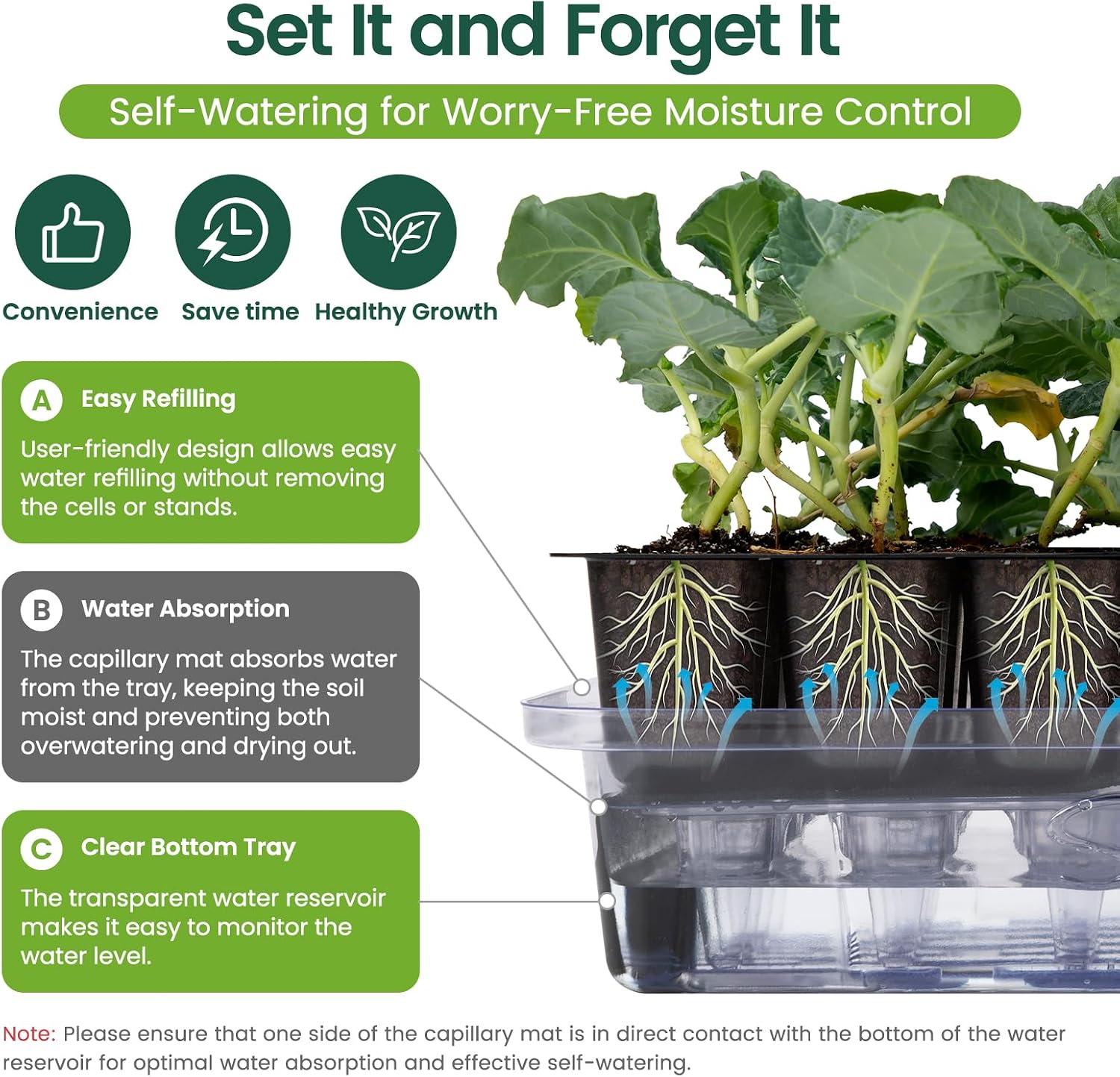 SOLIGT Self Watering Seed Starter Trays with Humidity Domes 6 Pack 144 Cell | Extra Thick Plastic Seed Starter kit for