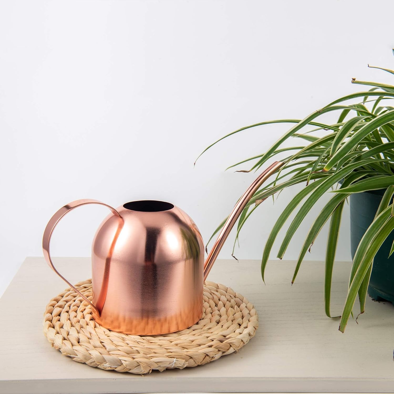 IMEEA 30oz Indoor Plant Watering Can Stainless Steel Long Spout, Rose Gold