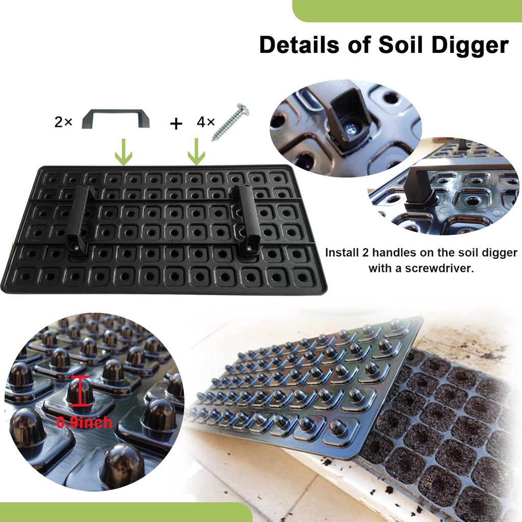 72 Cell Seed Starter Trays with Dibber – 20 Pack Reusable Seedling Trays for Germination Propagation, 72 Hole Soil