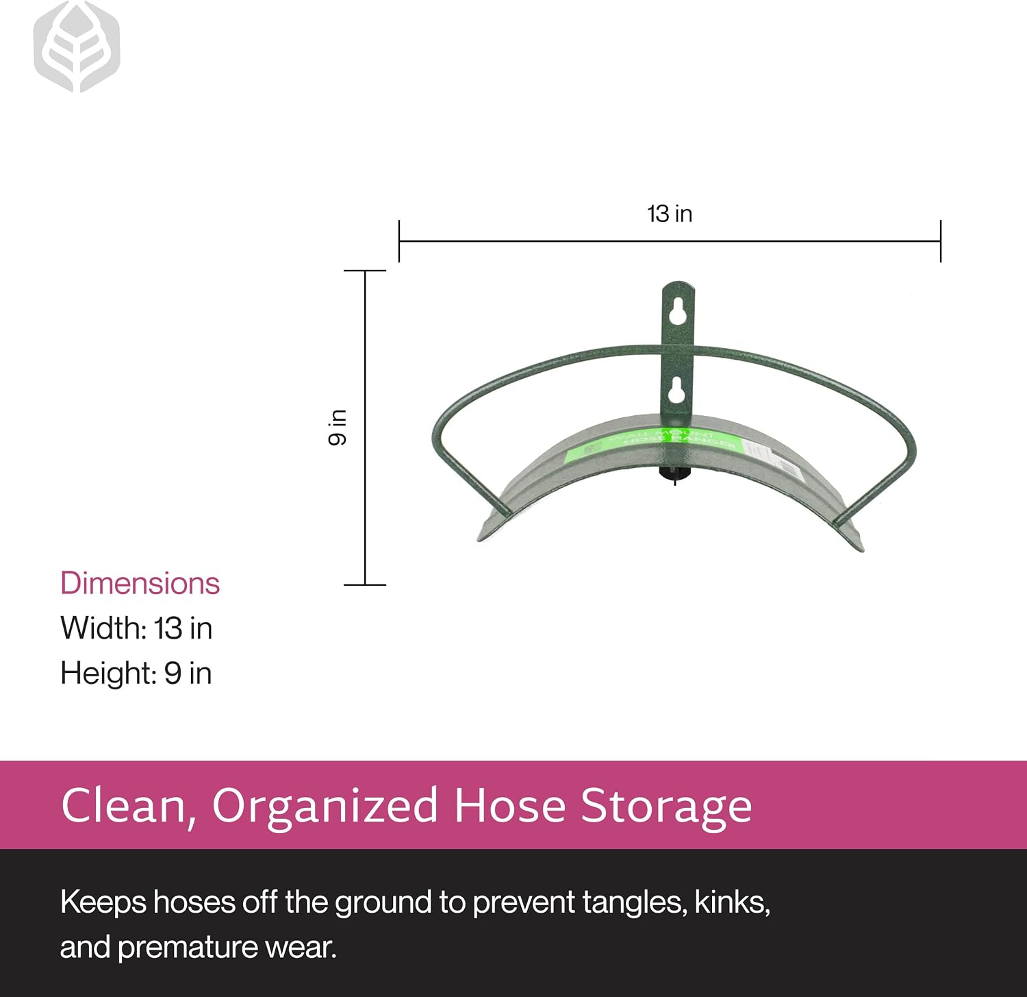 Yard Butler Heavy Duty Wall-Mounted Hose Hanger - Classic Design, Green | Heavy Duty Wall-Mounted Hose Hanger, Holds Up