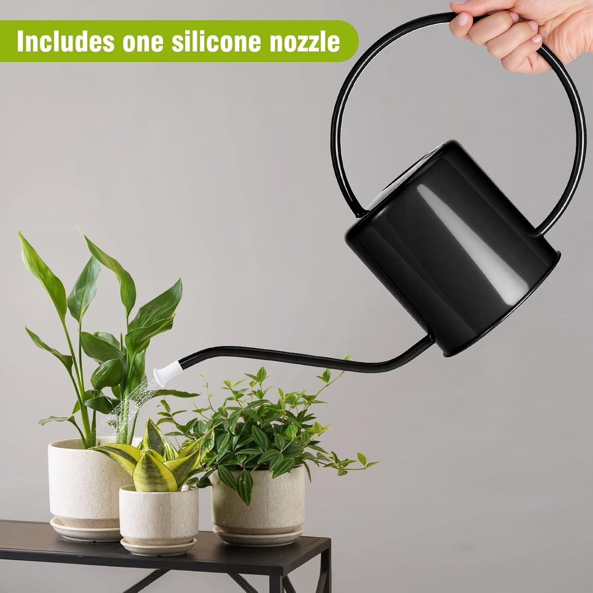 Plant Watering Can, 50 oz / 1500 ml Stainless Steel Metal - Modern Decorative with Long Spout for Indoor Potted Plants