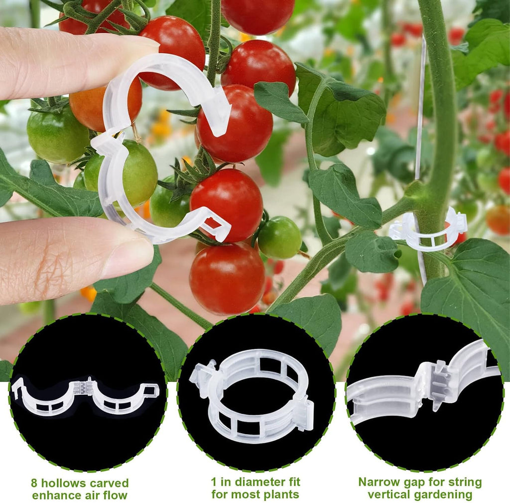 80Pcs Tomato Hooks with String, Support Hooks, Holder & Plant Support Clips with 33.3ft Twine to Prevent Pinching or