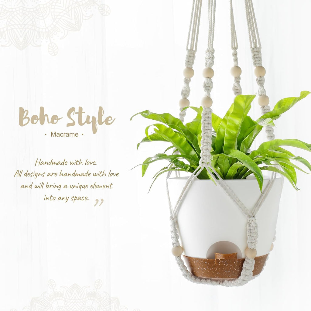 Mkono 7.5 Inch Hanging Planters for Indoor Plants, Macrame Plant Hanger 2Pc | Self-Watering Plant Pots, Hanging