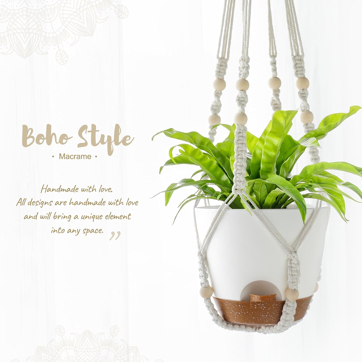 Mkono 7.5 Inch Hanging Planters for Indoor Plants, Macrame Plant Hanger 2Pc | Self-Watering Plant Pots, Hanging