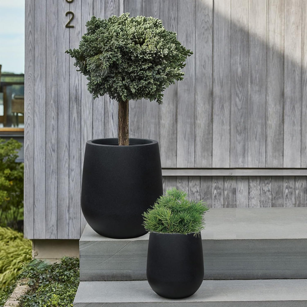 11.8" H Plastic Matte textured Black Planters with Drainage Holes and Plug | Indoor/Outdoor Use, UV/Weatherproof