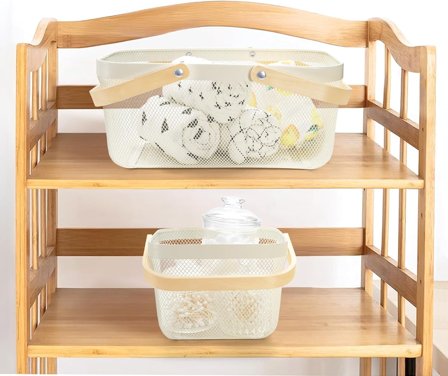 2 Pack Harvest Basket with Handle, Garden Baskets for Gathering Vegetables, Multi-functional Metal Mesh Fruit Basket