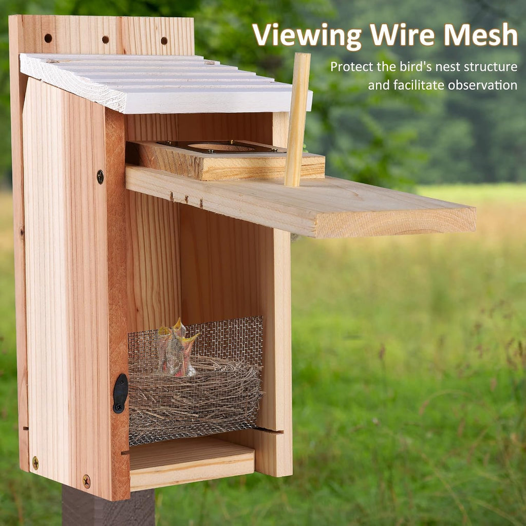 Wooden Outdoor Bird House with Copper Guard, Thickened Wood 2 Pack | 2 pack design, easy assembly, cottage nesting box