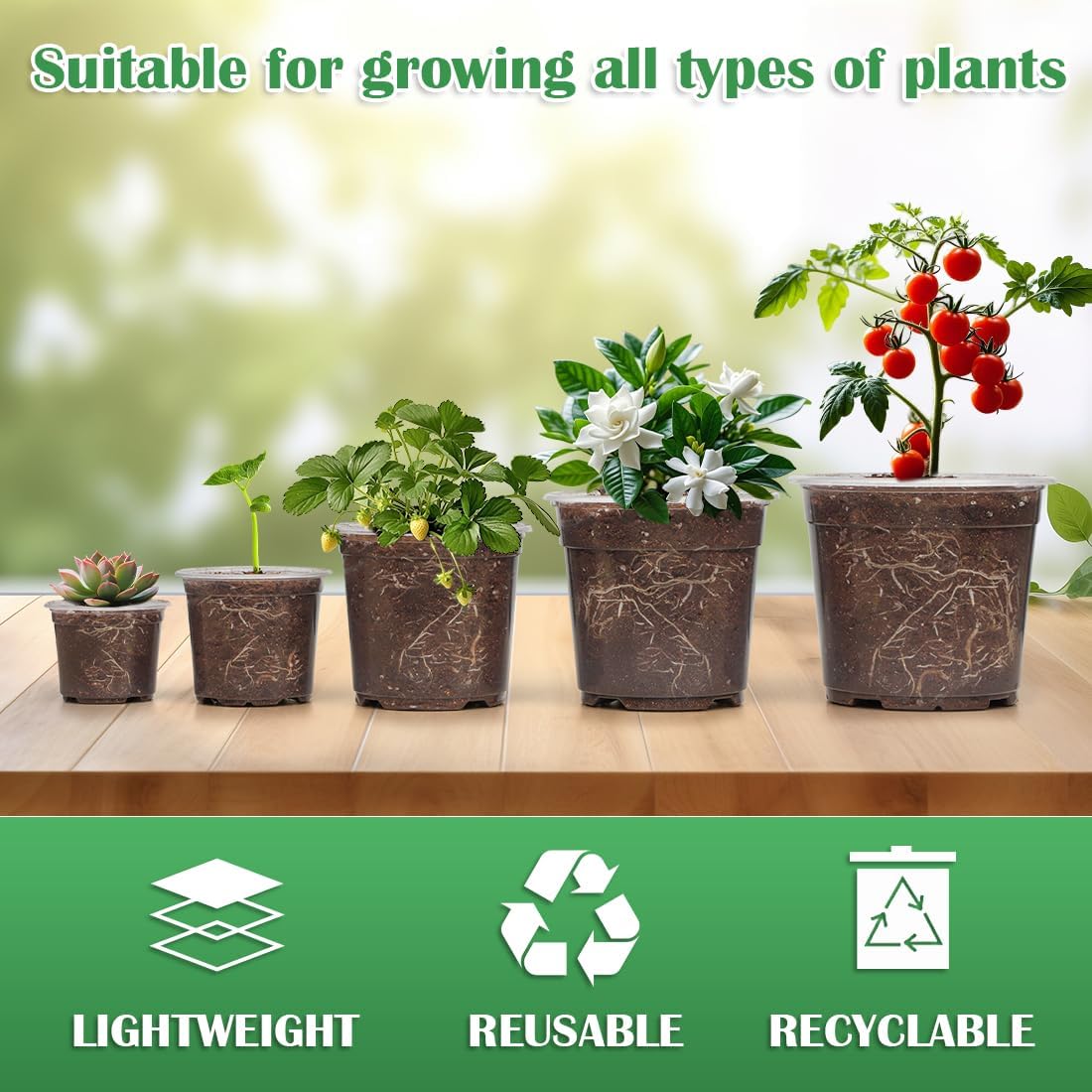 30 Pack 7/6/5/4/3 Inch Clear Nursery Pots for Plants, Flexible Plastic Plant Pots with Drainage Holes, Transparent Seed