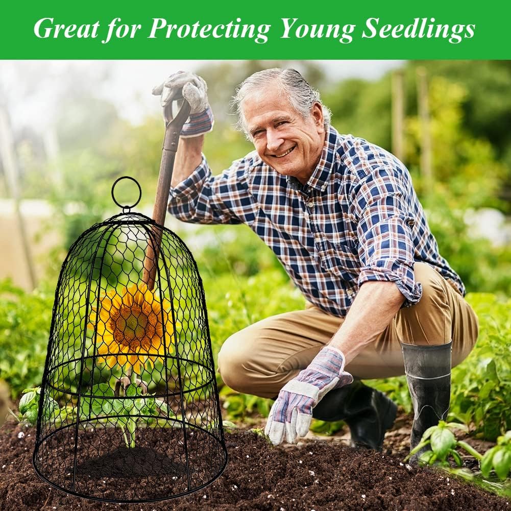 6 Pack Garden Chicken Wire Cloche,19" x 14" Large Plant Protector Cover for Keeping Squirrels,Rabbits,Bunny Chickens