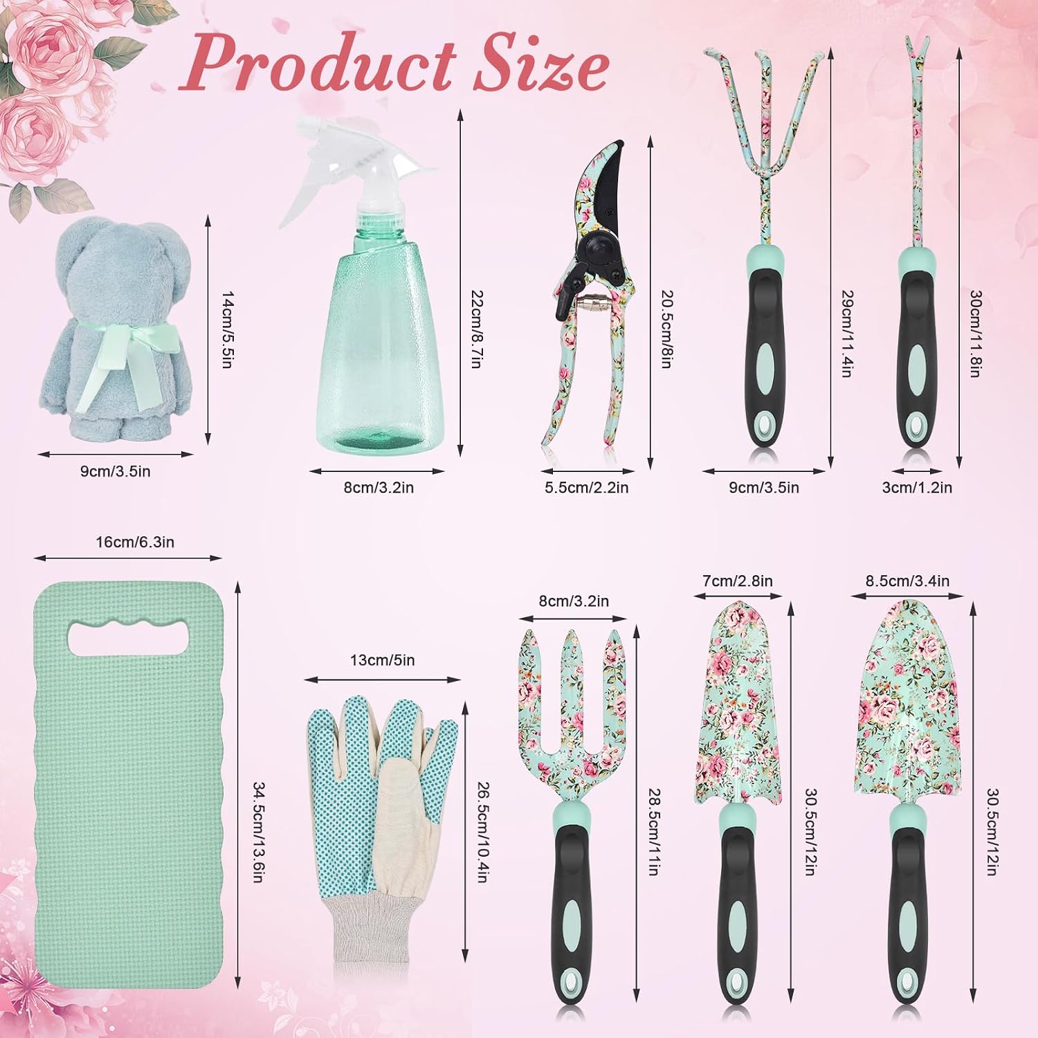 Carsolt 11Pcs Floral Gardening Tools Set, for Women Mom | Non-Slip Rubber Handle, Rust Resistant & Heavy Duty Stainless