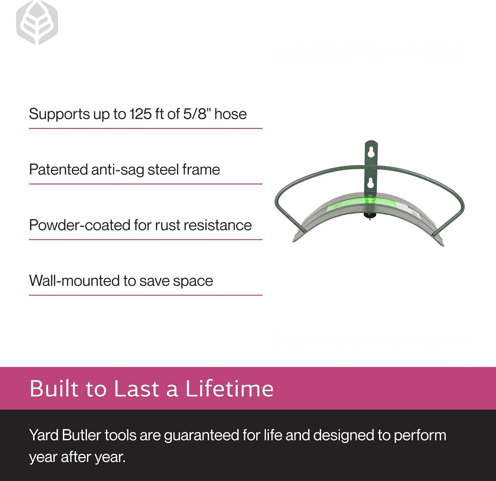 Yard Butler Heavy Duty Wall-Mounted Hose Hanger - Classic Design, Green | Heavy Duty Wall-Mounted Hose Hanger, Holds Up