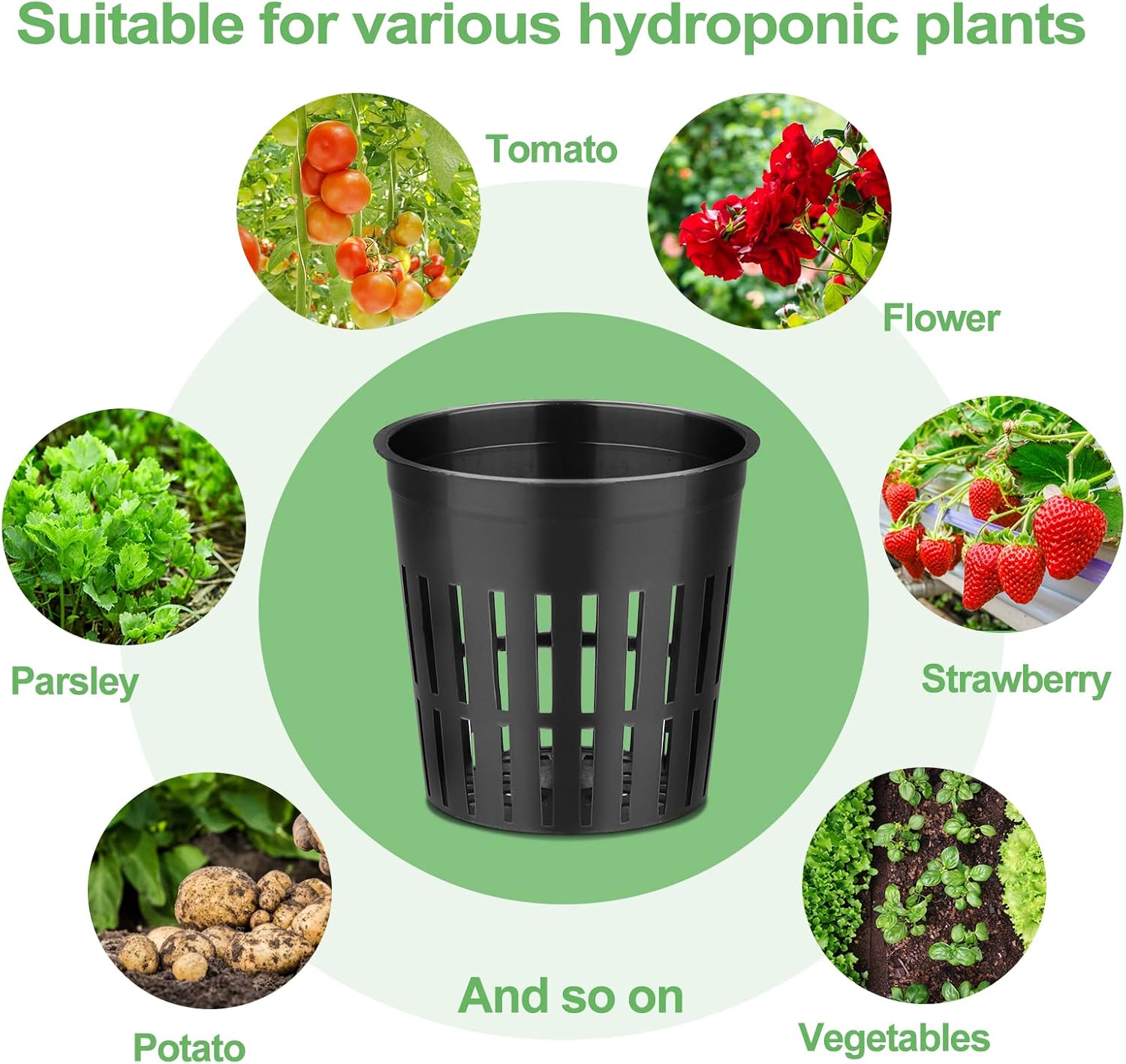 500-Pack 2 Inch Hydroponics Net Pots - Slotted Mesh Net Cups for Plant Growing System - Self Watering Baskets for
