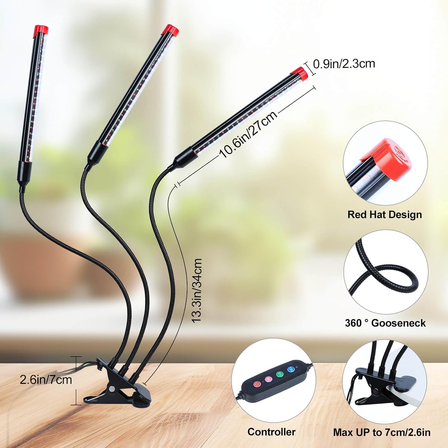 Clip Grow Lights for Indoor Plants, Seed Starting, Bonsai, 4/8/12/16/20H Timer, Full Spectrum Plant Growing Lamps, 27