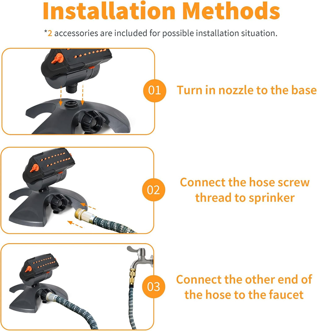 Diivoo Mini Turbo Oscillating Water Sprinklers for Yard, Garden Sprinkler with Large Base, Adjustable Width, Range and