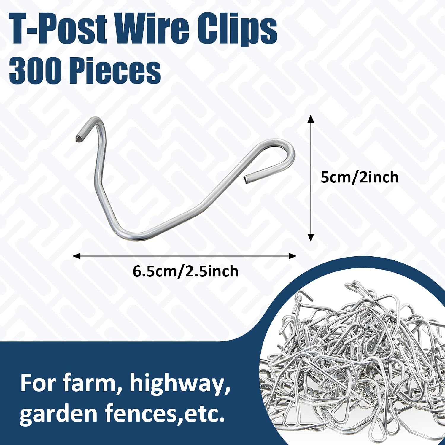 T Post Wire Clips 300 Pcs Galvanized Steel Fence Clips for Securing Barbed Convenient Pre-Cut Wire Ties Garden Farm
