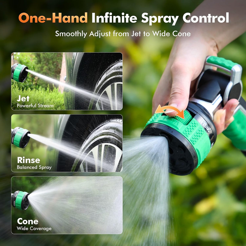 RESTMO Water Hose Nozzle Heavy Duty, Adjustable Garden Sprayer for Outdoor | 2-in-1 Twist Control, 9 Spray Patterns