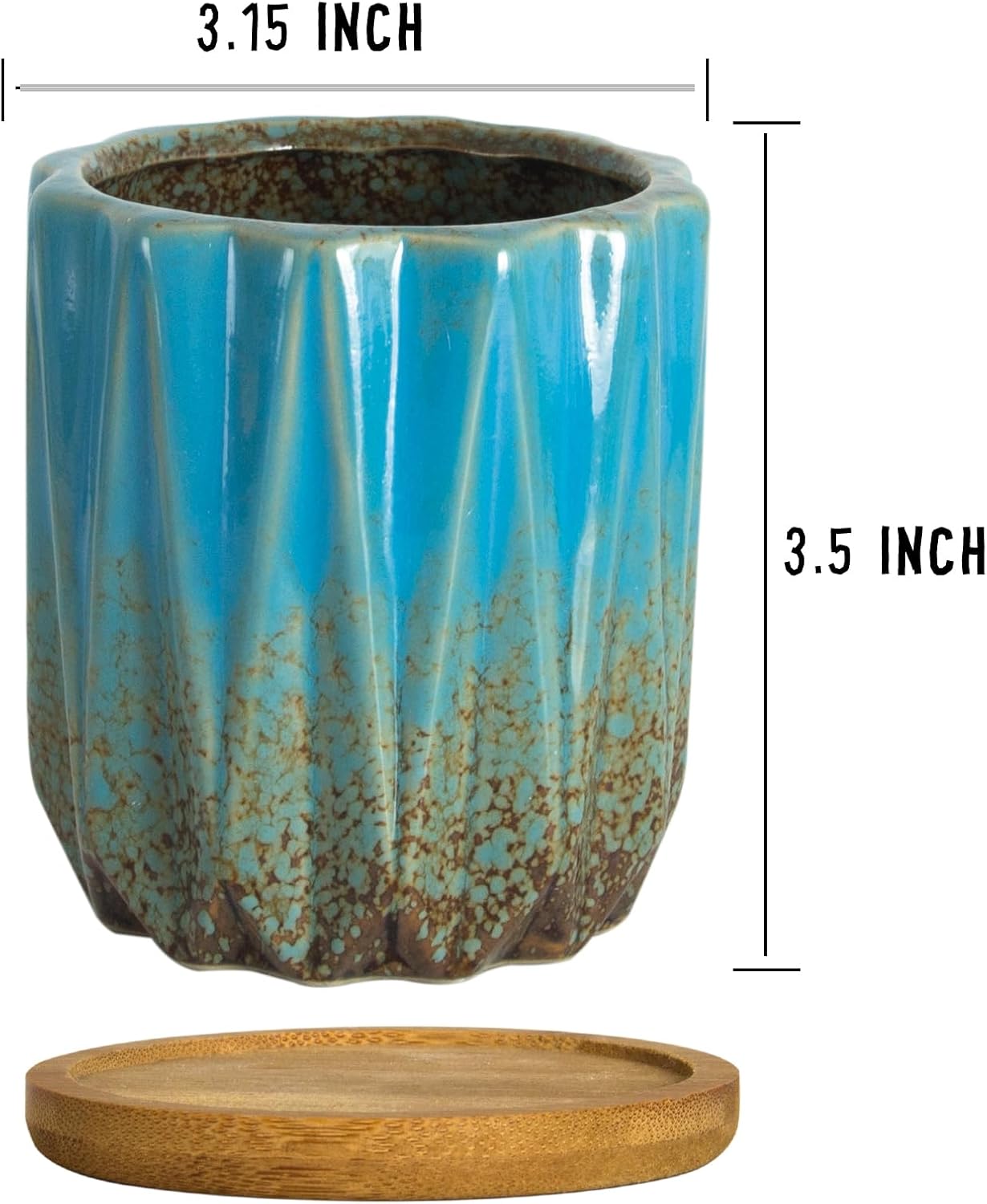 Succulent Pots, 3.15 Inch Small Plant Pots with Drainage Trays Set of 6 | Ceramic Pots for Indoor Plants Glazed Cactus