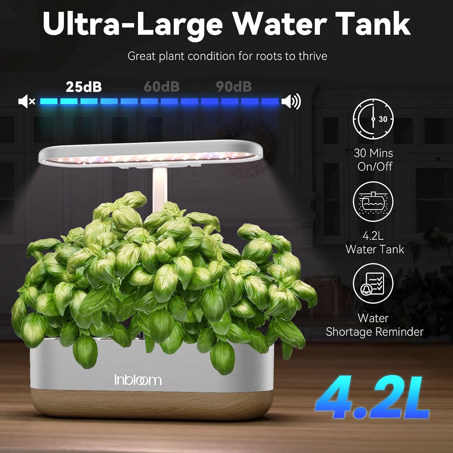 inbloom Hydroponics Growing System 12 Pods, Indoor Herb Garden with LEDs Full-Spectrum Plant Grow Light, Water Shortage