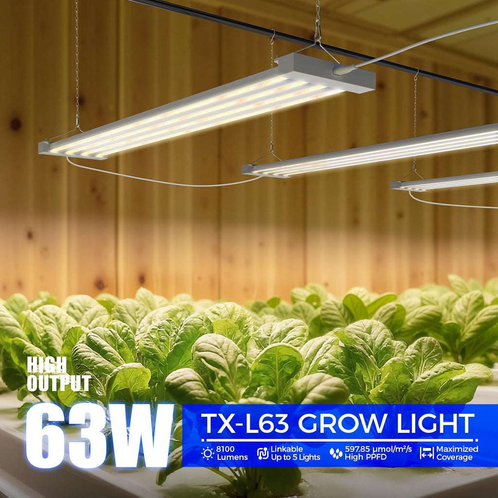 Barrina TX-L63 3FT LED Grow Light, 63W, 4 Panels Wider Coverage, High PPFD | Full Spectrum with 730nm IR LEDs, High