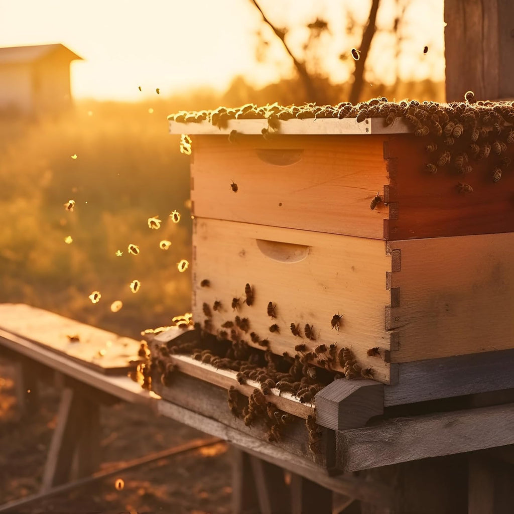 Colingmill 1 Pieces Deep Bee Box for 10 Frame Unassembled Hive Brood Box with Wax Coating,Beekeeping Brood Boxes with