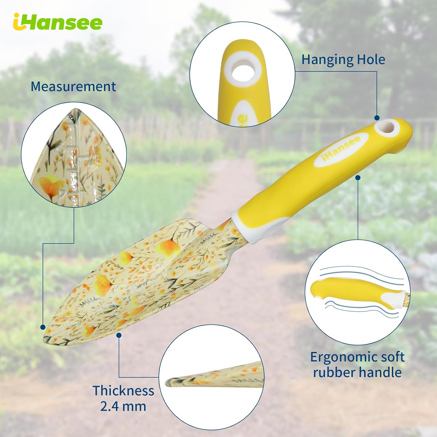 Yellow Garden Tools Set 10 Pieces, Gardening Gifts for Women | Aluminum Alloy Steel Hand Tool Kit w/Non-Slip Ergonomic