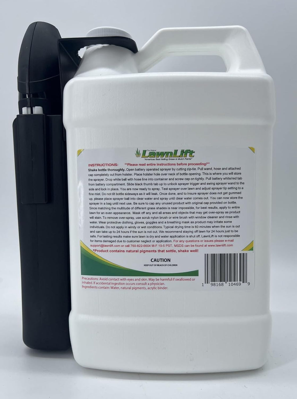 1-gallon ready to use grass paint, shake and spray pro with electric sprayer wand. No more messy mixing. Instantly
