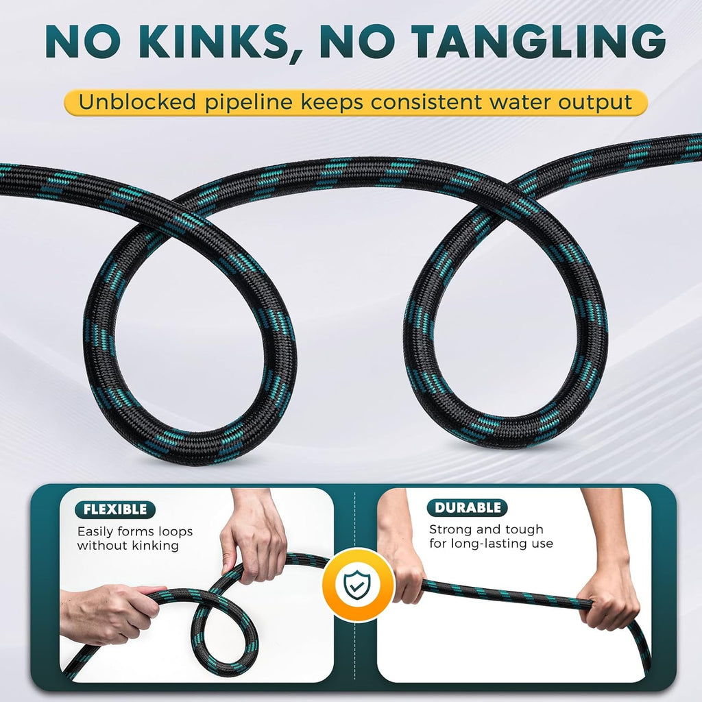 Garden Hose 50FT, Ultra Lightweight Flexible Water Hose with 10-Function Spray Nozzle, Kink-Free and Leak-Proof Design
