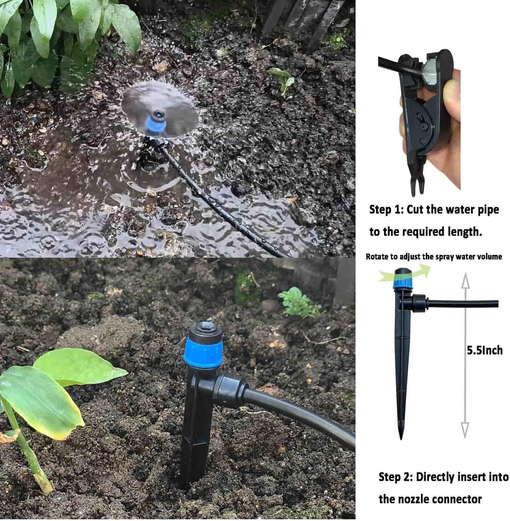 Drip Irrigation Kit for Garden,Main ID 1/2inch 16.5Ft and 1/4inch 96Ft Water Hose, Watering System Sufficient Water