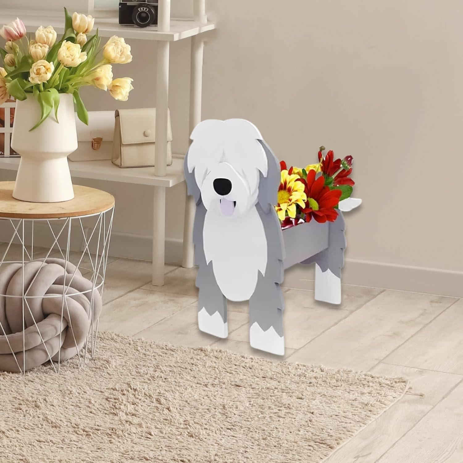 English Shepherd Dog Planter Pots, Animal Shaped Flower Pot | Cute Plant Gift for Women and Pet Lovers, Indoor Outdoor