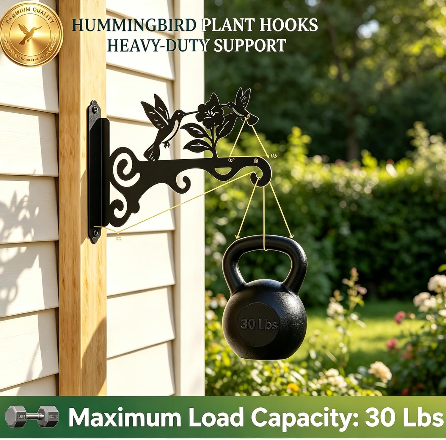 Elegant Bird Pattern Wall Hooks - 10/12/14 Inch Metal Plant Hangers for Indoor & Outdoor - Rust-Resistant Bracket for