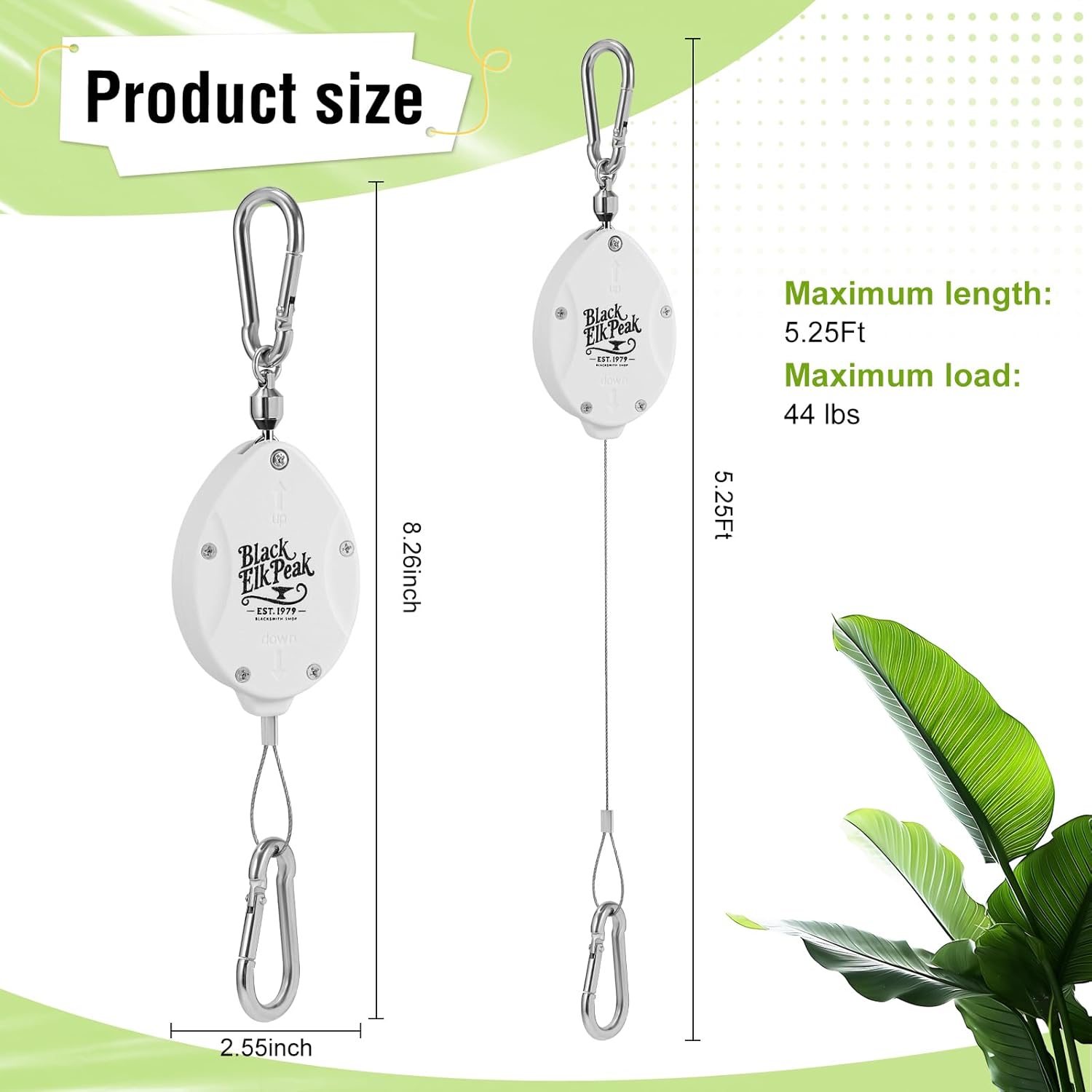 Plant Pulleys for Hanging Plants, Heavy Duty Retractable Hangers, 304 Stainless Steel Rope, Auto Plant Holder