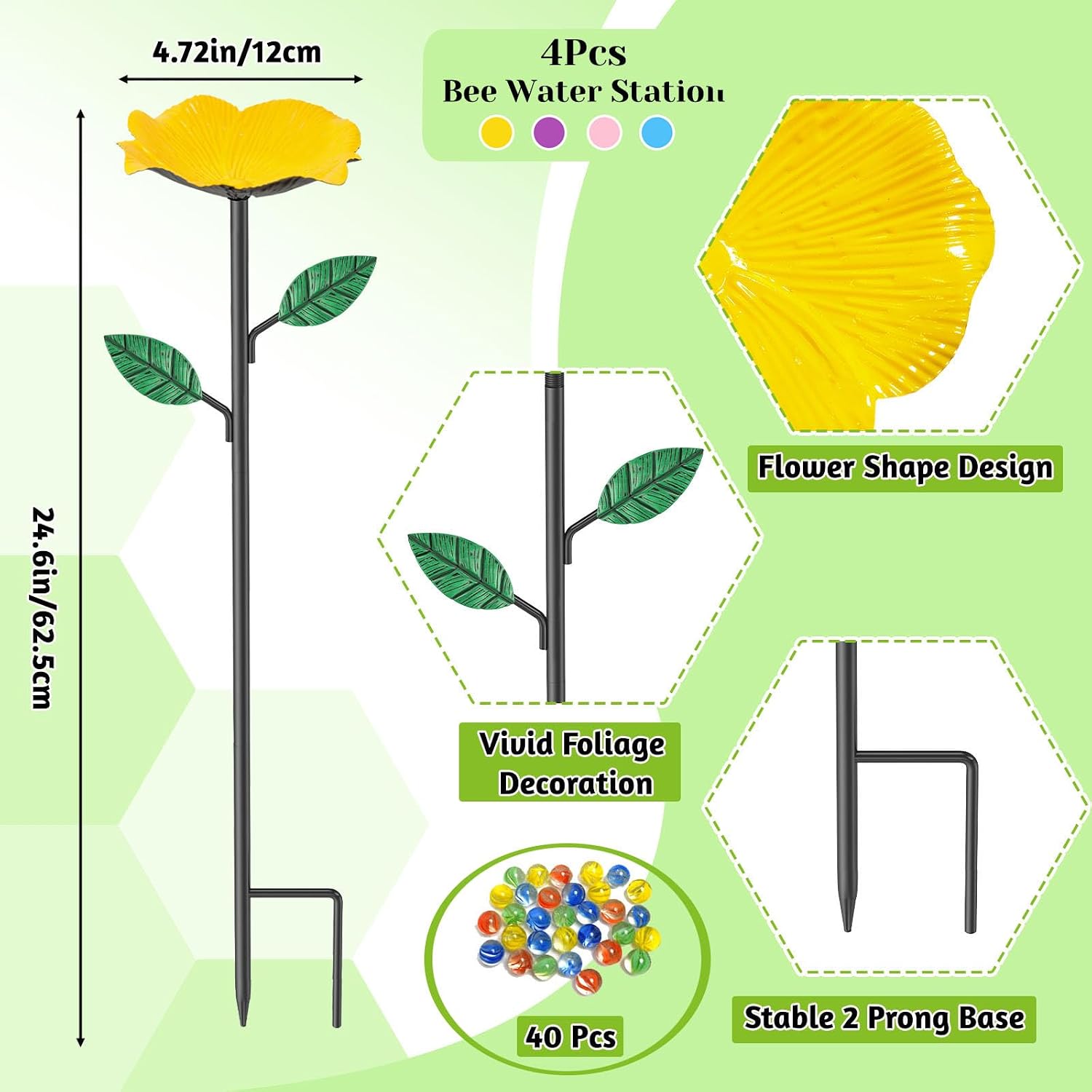 4 Pack Bee Watering Stations Metal Butterfly Bee Feeder for Yard Decor | 4 Pack Bee Watering Stations, Metal Bee