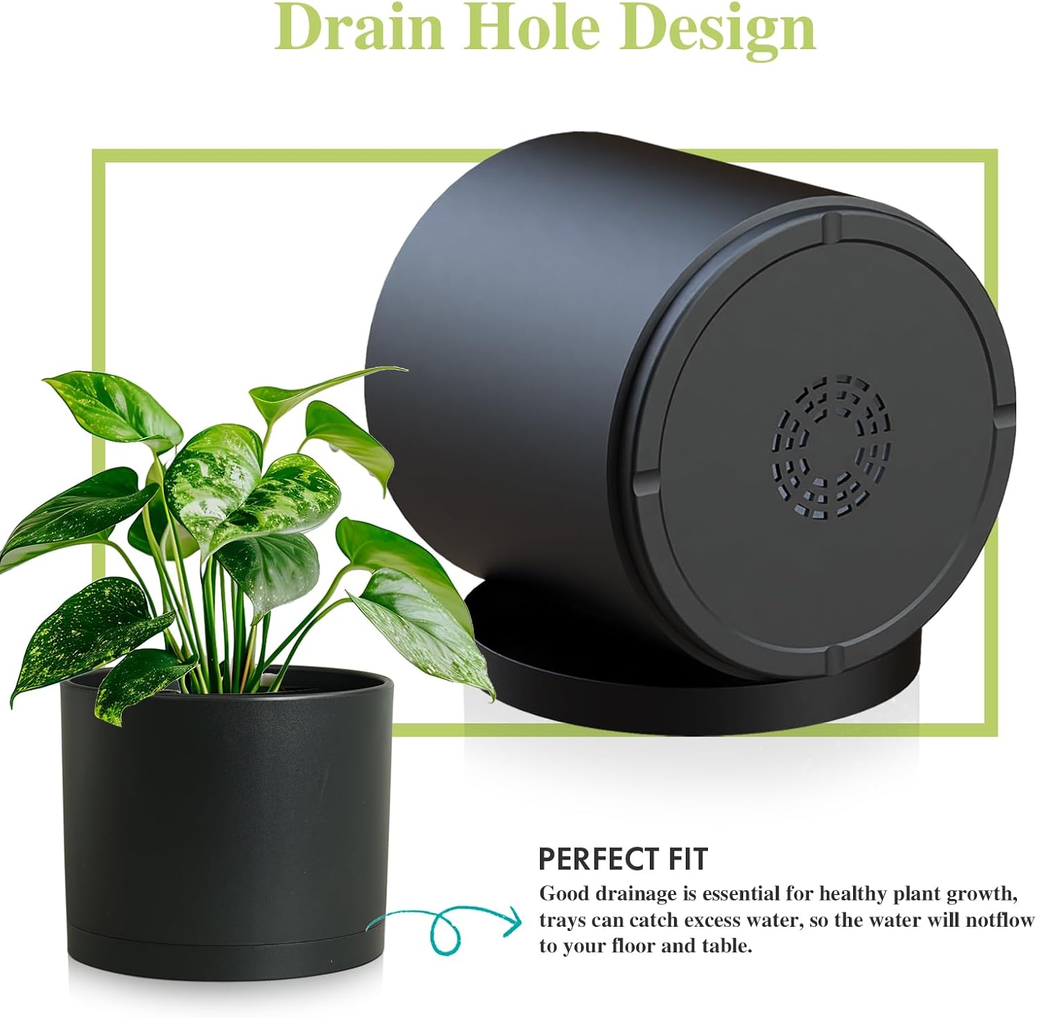 Large Plant Pots Set of 3 – 8", 9", 10" Indoor Flower Pots with Drainage Holes and Saucers, Big Planters for Monstera