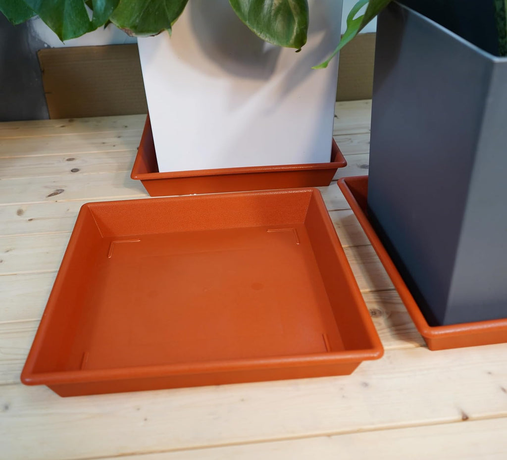 NIMYAU Square Plant Saucer 12 Inch 5 Pack, Plant Stand Plant Trays for Pots Heavy Duty Plastic Plant Saucers for