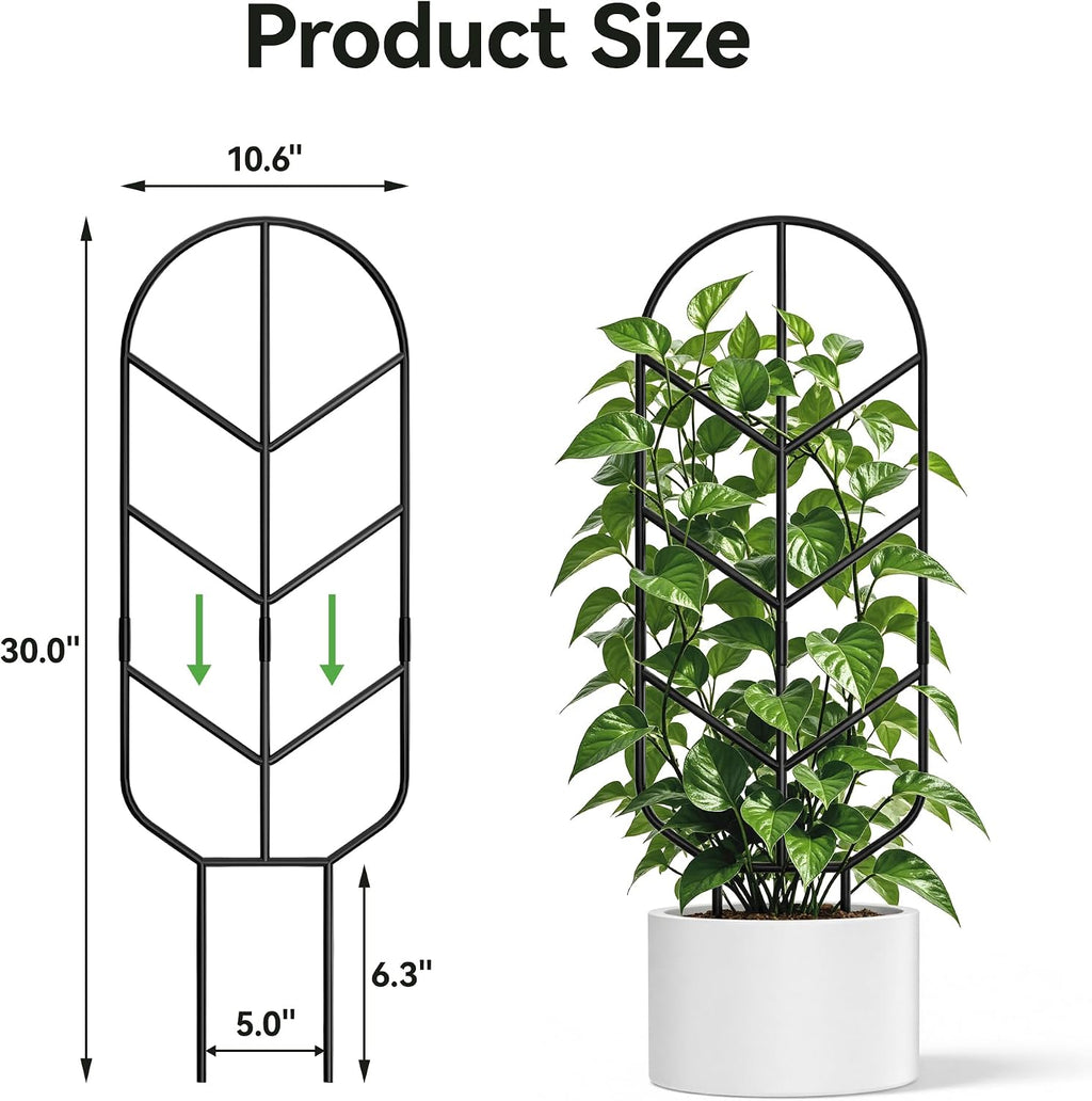 4 Pack 30'' Large Metal Plant Trellis for Climbing Plants, Tall Plant Support for Indoor & Outdoor Use, Modern