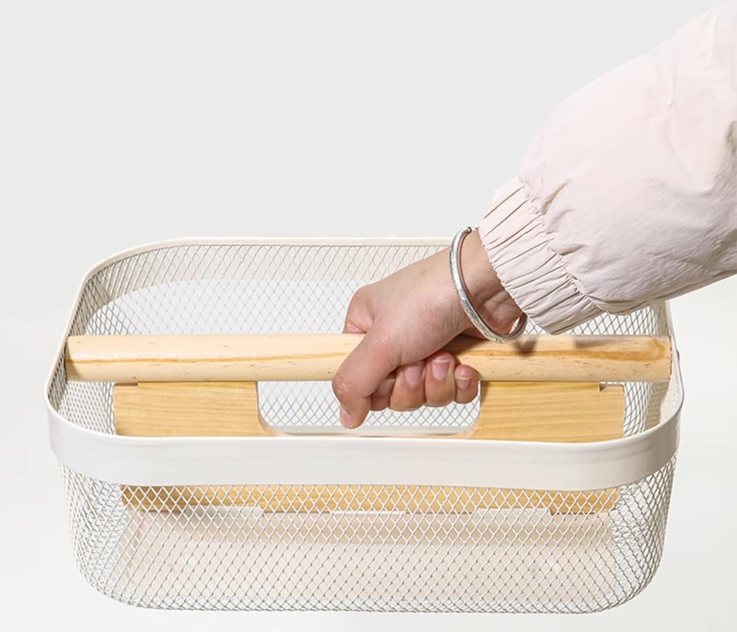 AJIODA Metal Mesh Steel Storage Basket, Garden Harvest Wire Organizer Basket Multi-functional Kitchen Fruit Basket with