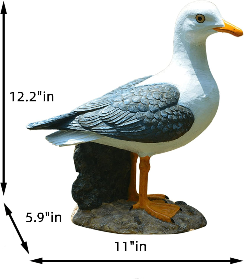 Real Seagull Outdoor Sculpture,Garden Bird Statue,Beach Statue Decor,Resin Animal Seabird Ornaments,Coastal Beach