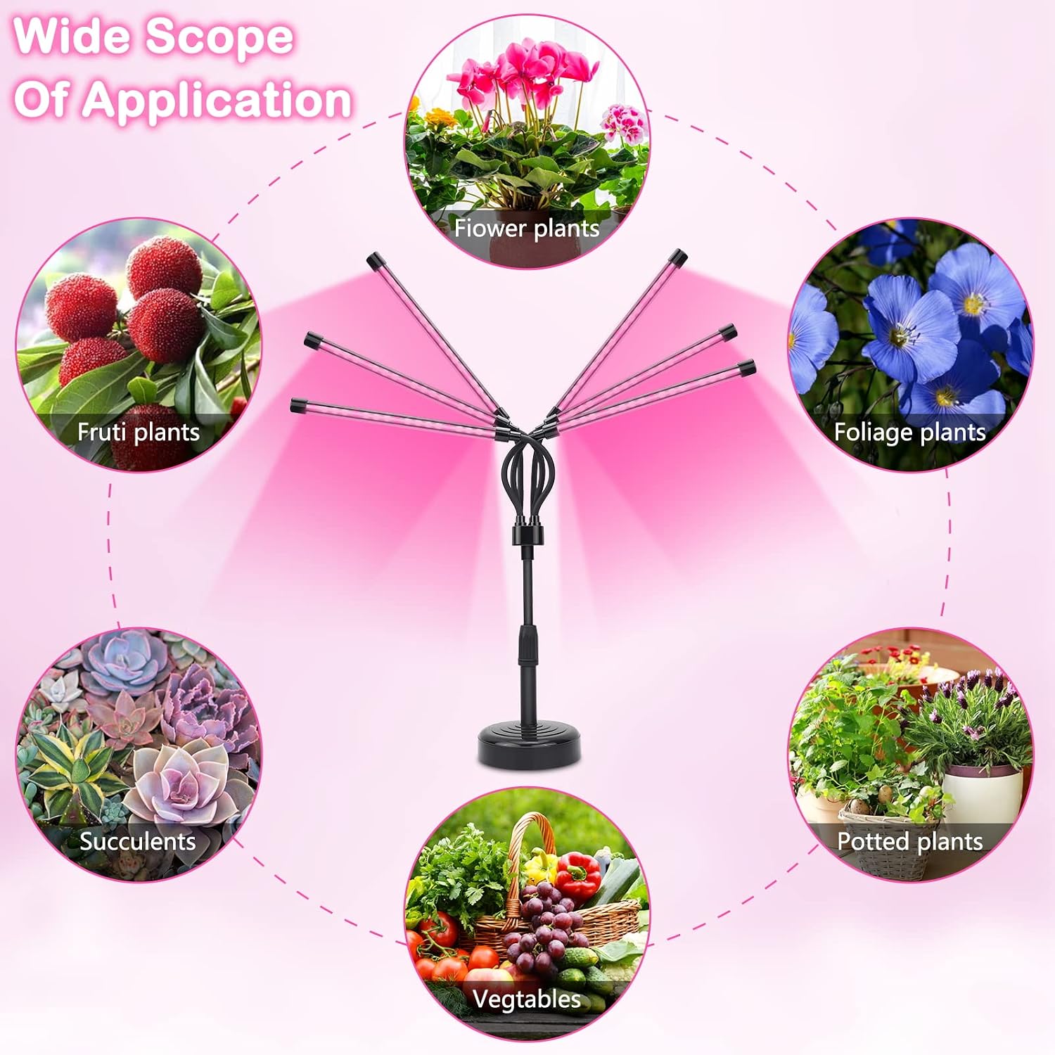 SYEIORAOM Grow Lights for Indoor Plants, Six Head Plant Light with Full Spectrum, LED Grow Lamps for Seed Starting with