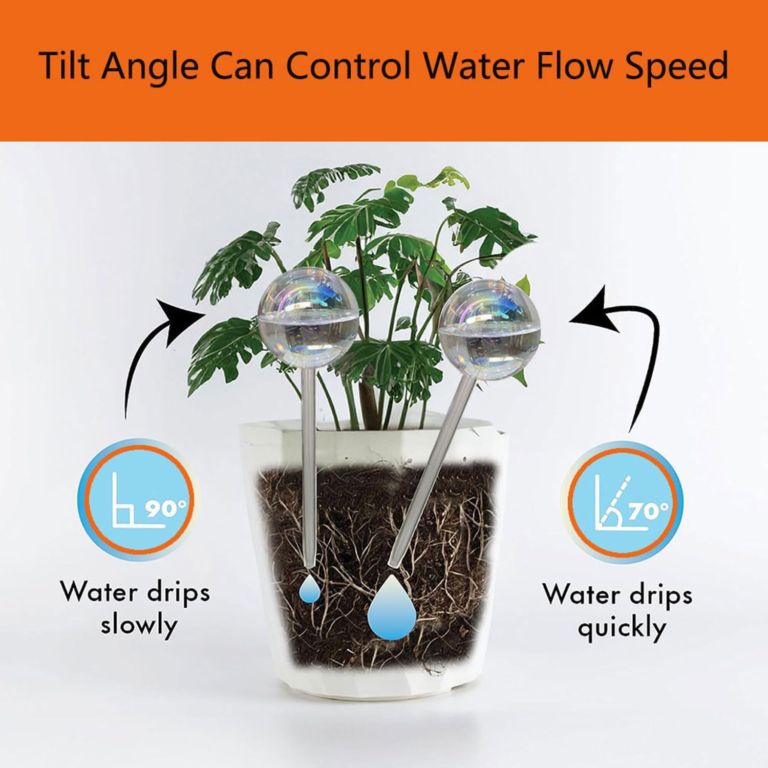 17 Oz 2 Weeks Glass Plant Watering Globes Large Vacation Water While Away Indoor Outdoor Potted Plant Slow Release Self