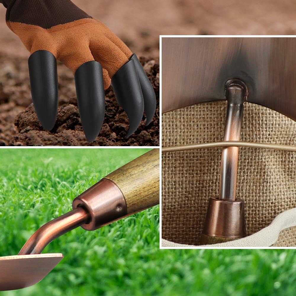1 Gallon Galvanized Steel Watering Can with 3 Pcs of Garden Tools, 1 Pc of Pruning Shear, 1 Pair of Gardening Gloves，1