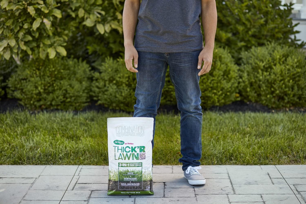 Scotts Turf Builder Thick'R Lawn Tall Fescue Mix, 12 lbs. (2-Pack) | Combination Seed, Fertilizer and Soil Improver