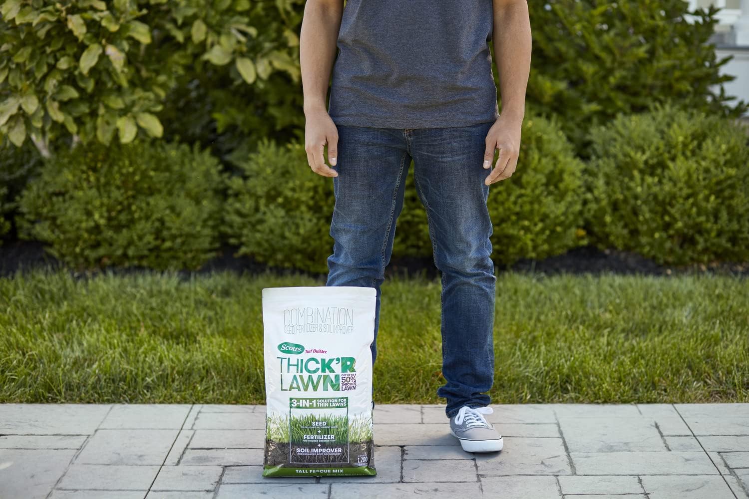 Scotts Turf Builder Thick'R Lawn Tall Fescue Mix, 12 lbs. (2-Pack) | Combination Seed, Fertilizer and Soil Improver